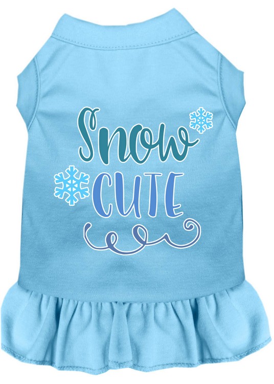 Snow Cute Screen Print Dog Dress Baby Blue XS